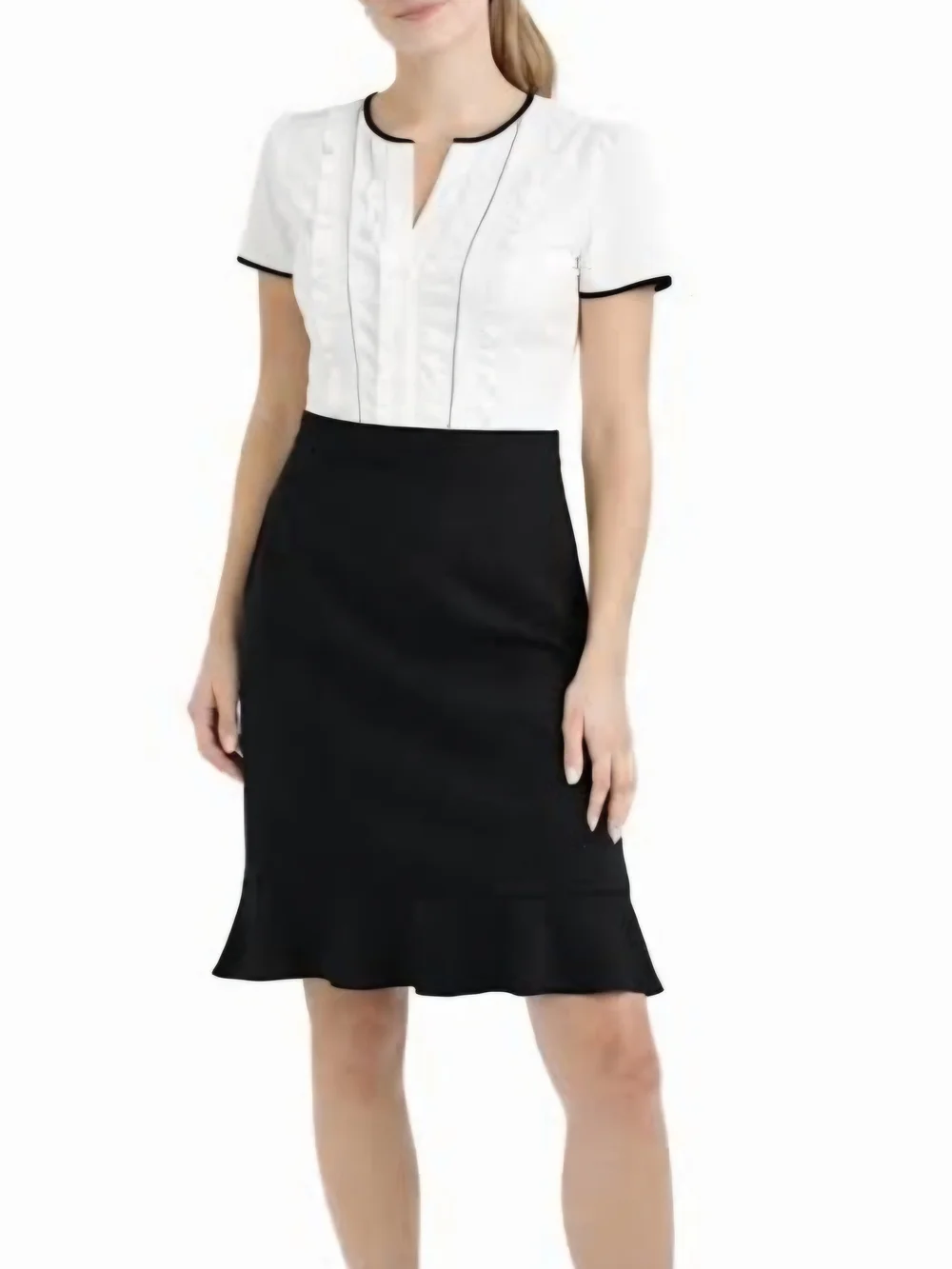 Karl Lagerfeld Black Midi Pencil Skirt with Fluted Hem
